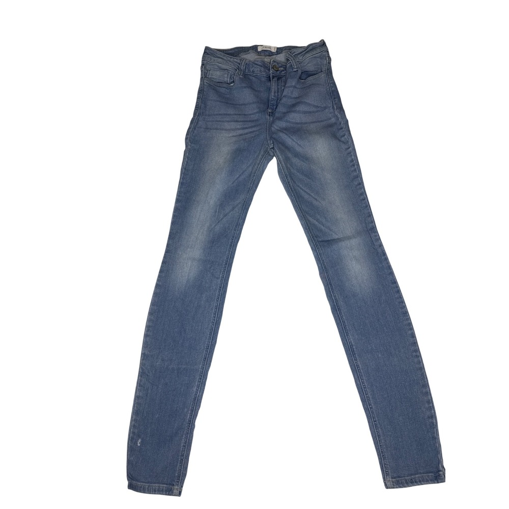 Cello Skinny Jeans Womens 11 Blue Rayon Blend Stretch Whiskered Denim WV13321